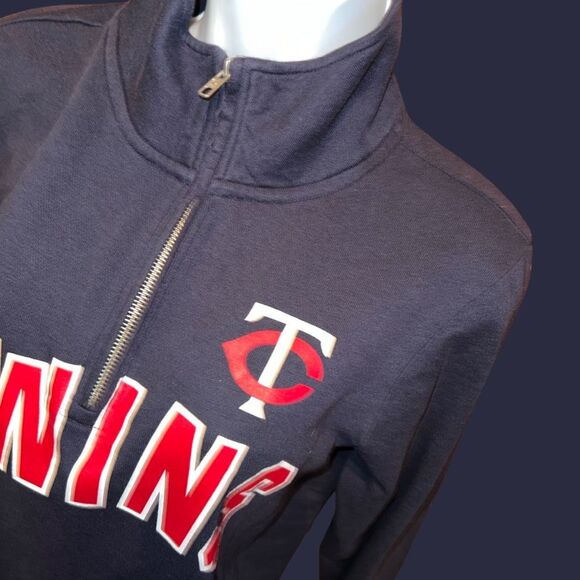 Women’s MLB MN Twins PINK Collaboration Light Weight 1/4 Zip Hoodie Size Small - Picture 2 of 5